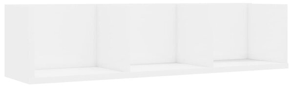 Raft de perete CD-uri, alb extralucios, 75 x 18 x 18 cm, PAL