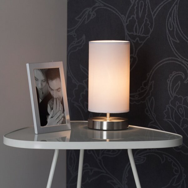 Brilliant - Lampă de masă CLARIE 1xE14/40W/230V crom mat/alb