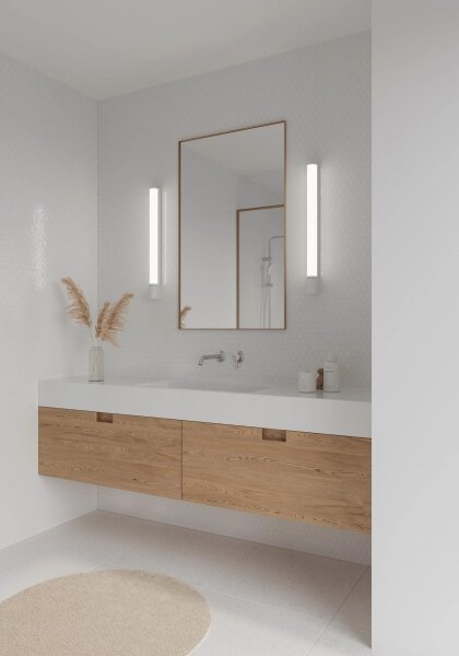 Nordlux - Aplica LED pentru oglindă de baie cu priză, 15 W, 230 V, IP44, 68,4 cm, albă