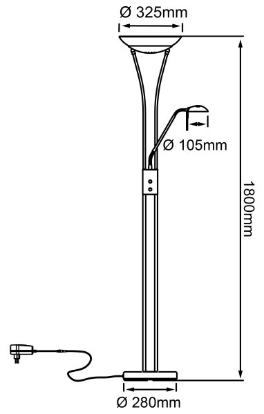 Brilliant - Lampă de podea LED reglabilă FINN, 2 x LED, 13 W, 230 V, crom mat