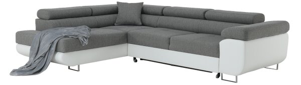 KONDELA Colţar, alb/gri, model stânga, AMARETO NEW