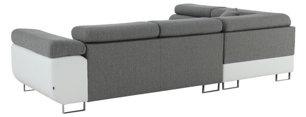 KONDELA Colţar, alb/gri, model stânga, AMARETO NEW