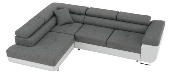 KONDELA Colţar, alb/gri, model stânga, AMARETO NEW