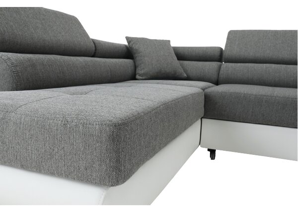 KONDELA Colţar, alb/gri, model stânga, AMARETO NEW