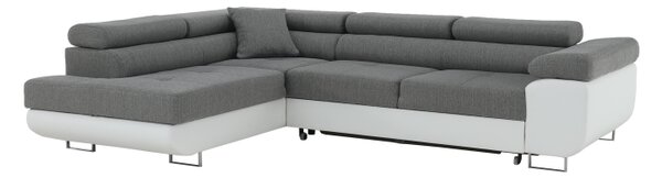 KONDELA Colţar, alb/gri, model stânga, AMARETO NEW