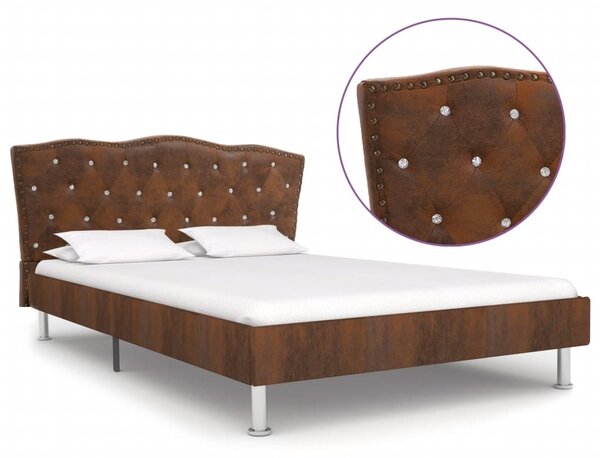 Cadru de pat, maro, 120 x 200 cm, piele întoarsă artificială