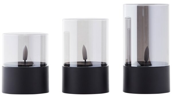 Brilliant - Set 3x lumânări LED BOUGIE LED/2xAA IP44 negru/fumuriu