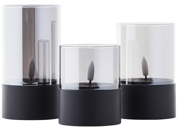 Brilliant - Set 3x lumânări LED BOUGIE LED/2xAA IP44 negru/fumuriu