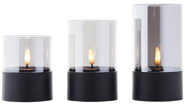 Brilliant - Set 3x lumânări LED BOUGIE LED/2xAA IP44 negru/fumuriu