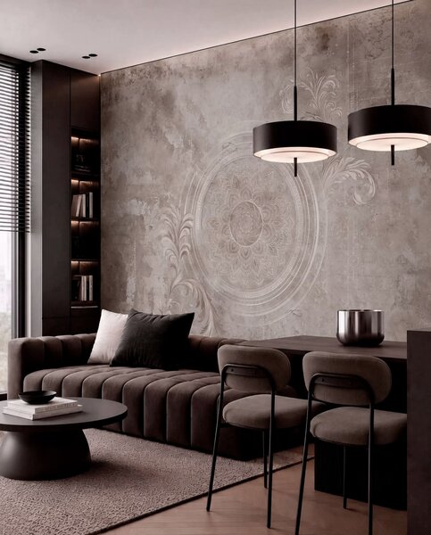 Tapet Motiv circular decorativ pe un fundal texturat, Fototapet în stil vintage, w05727 : Uwalls.ro