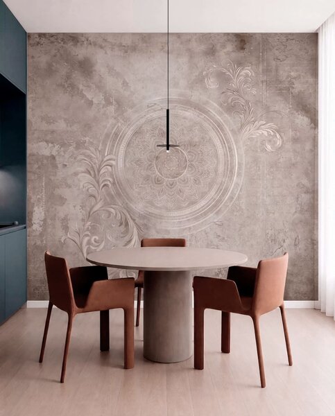 Tapet Motiv circular decorativ pe un fundal texturat, Fototapet în stil vintage, w05727 : Uwalls.ro
