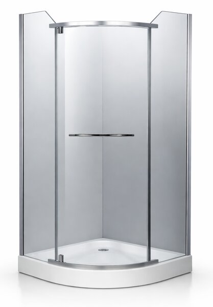 Cabina dus semi-rotunda 90x90, balama, prinderi si manere inox, sticla securizata 6mm. Cadita este inclusa in pret!