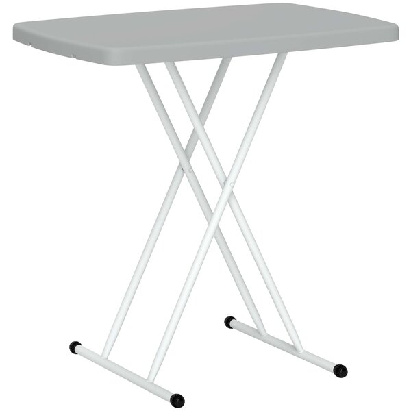 Outsunny Măsuță de Cafea Pliabilă, Reglabilă pe Înălțime și Portabilă, cu Blat HDPE și Cadru Metalic, 76x50x74 cm, Alb | Aosom Romania