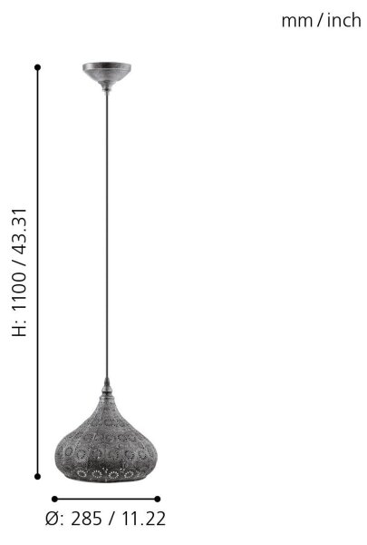 Eglo 49714 - Lampă suspendată MELILLA 1xE27/60W