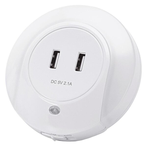 Aigostar - Lampă LED de veghe pentru priză cu USB LED/0,4W/230V