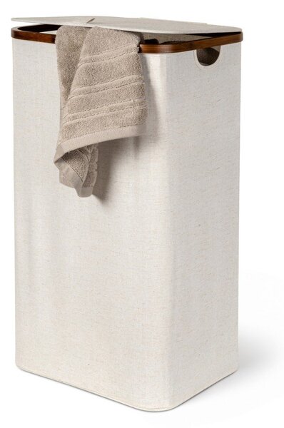 Coș de rufe crem din material textil Bamboo/Linen – Bigso
