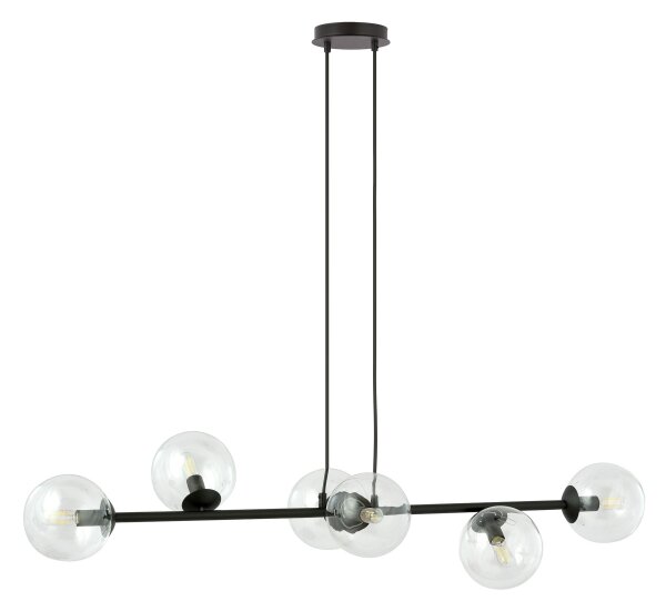 Lustră pe cablu ROSSI 6xE14/10W/230V negru/transparent