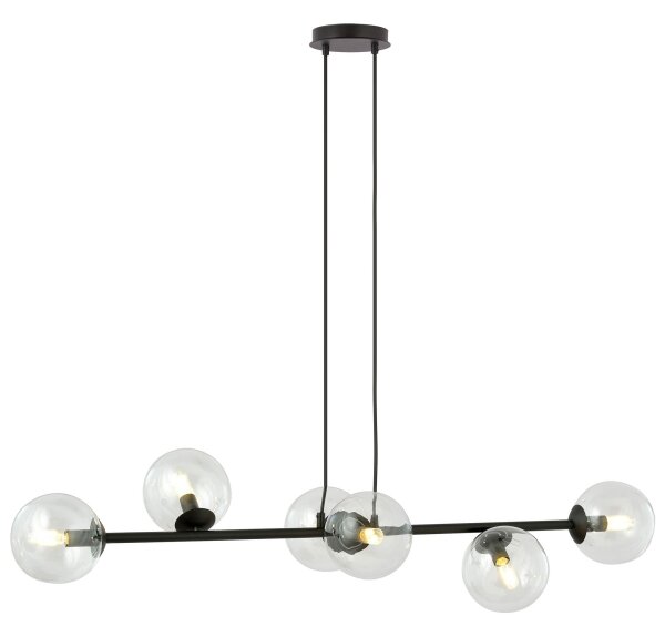 Lustră pe cablu ROSSI 6xE14/10W/230V negru/transparent