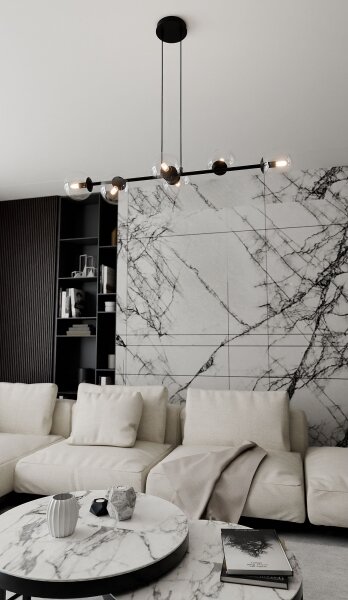 Lustră pe cablu ROSSI 6xE14/10W/230V negru/transparent
