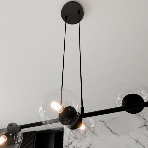 Lustră pe cablu ROSSI 6xE14/10W/230V negru/transparent