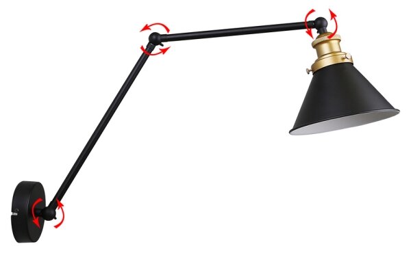 Lampă de perete FUNDO 1xE27/40W/230V negru/auriu
