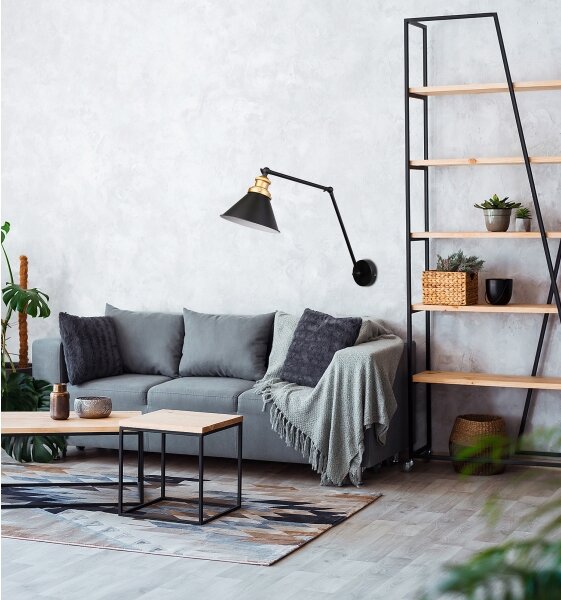 Lampă de perete FUNDO 1xE27/40W/230V negru/auriu