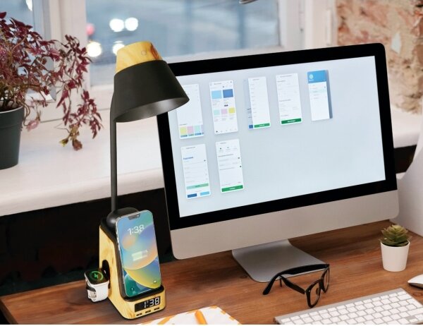 Immax 09000L - Lampă de birou LED+CCT, dimmabilă, cu încărcare wireless QI, IDEAL LED/8W/230V, bej
