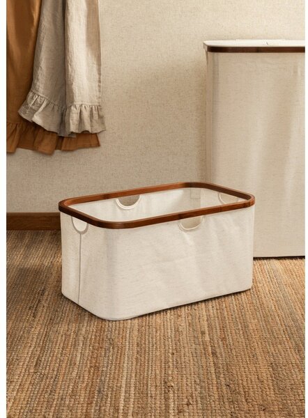 Coș de rufe crem din material textil pliabil Bamboo/Linen – Bigso