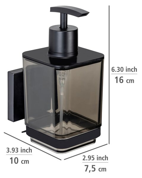 Dozator de săpun lichid negru autoadeziv din plastic 340 ml Quadro – Wenko