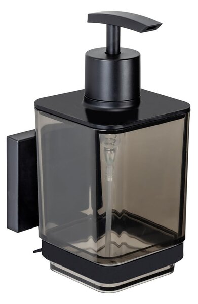 Dozator de săpun lichid negru autoadeziv din plastic 340 ml Quadro – Wenko