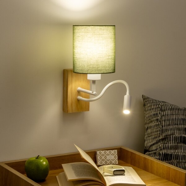 Lampă LED de perete Brilagi NUBILA WOOD 1xE27/25W/230V + LED/3W stejar/verde