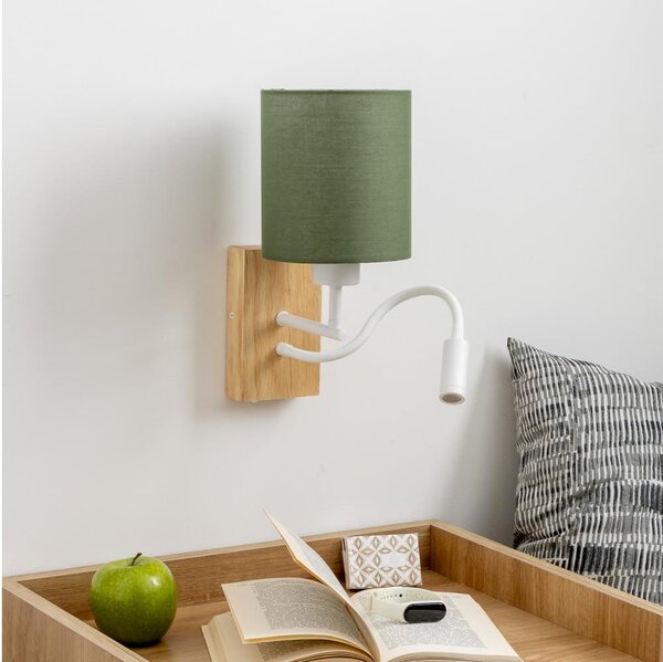 Lampă LED de perete Brilagi NUBILA WOOD 1xE27/25W/230V + LED/3W stejar/verde