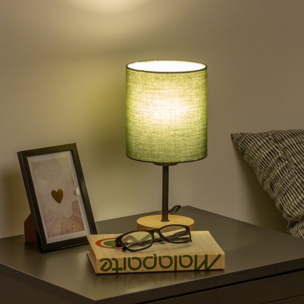 Lampă de masă Brilagi NUBILA WOOD 1xE27/25W/230V stejar/verde