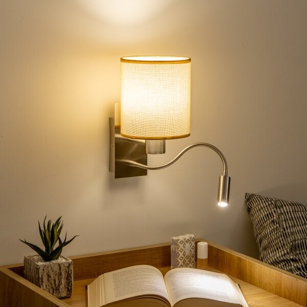 Lampă LED de perete Brilagi NUBILA 1xE27/25W/230V + LED/3W crom mat/maro deschis