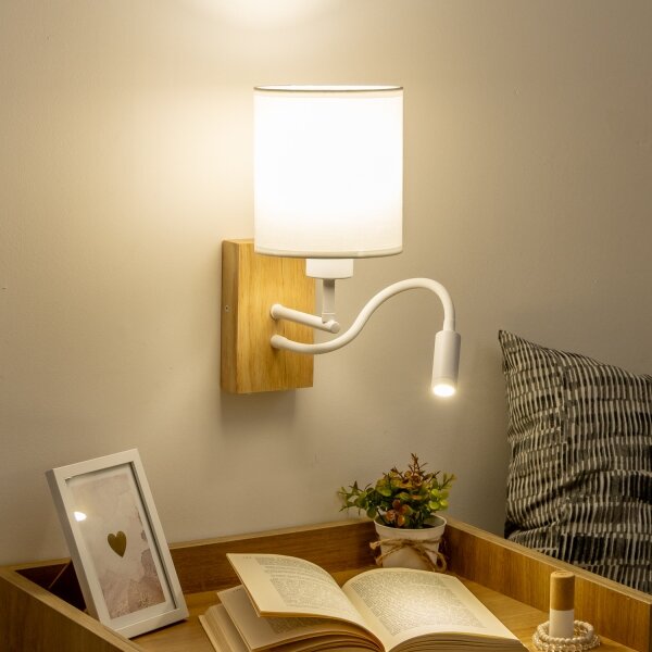 Lampă LED de perete Brilagi NUBILA WOOD 1xE27/25W/230V + LED/3W stejar/alb