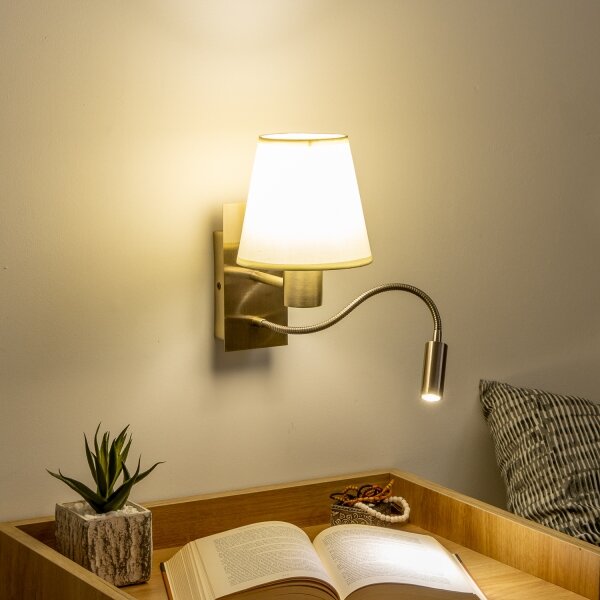 Lampă LED de perete Brilagi NUBILA 1xE27/25W/230V + LED/3W alamă/crem