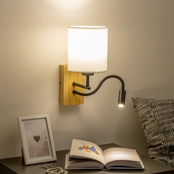 Lampă LED de perete Brilagi NUBILA WOOD 1xE27/25W/230V + LED/3W stejar/alb
