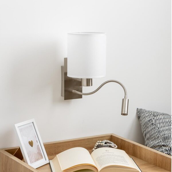 Lampă LED de perete Brilagi NUBILA 1xE27/25W/230V + LED/3W crom mat/alb