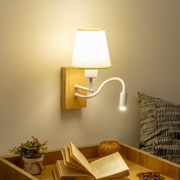 Lampă LED de perete Brilagi NUBILA WOOD 1xE27/25W/230V + LED/3W stejar/crem