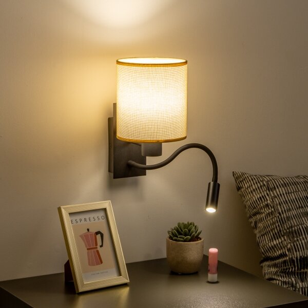 Lampă LED de perete Brilagi NUBILA 1xE27/25W/230V + LED/3W negru/maro deschis