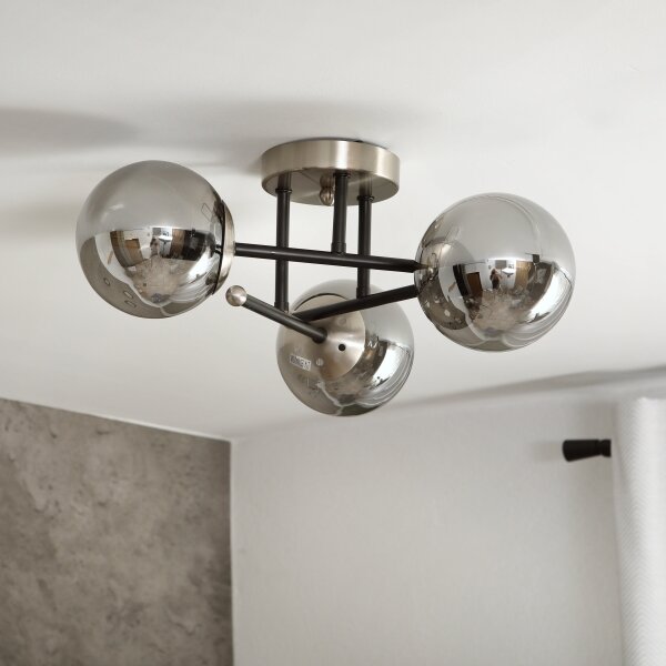 Brilagi - Lustră aplicată MALIVA 3xE14/15W/230V crom mat/sticlă fumurie