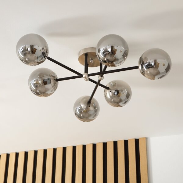 Brilagi - Lustru aplicat MALIVA, 6xE14/15W/230V, crom mat/fumuriu