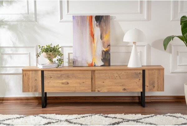 Comodă TV în culoare naturală cu aspect de lemn de pin 180x50x29,5 cm Serenity – Kalune Design