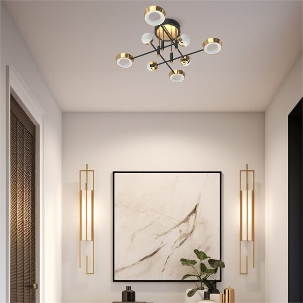 Zuma Line MX7170-8-3BGT - Lustră aplicată de tavan LARA LED/60W/230V, auriu/negru, compatibilă cu dimmer
