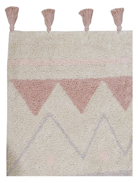 Covor pentru copii roz/crem lavabil/țesut manual din bumbac 120x160 cm Azteca Vintage Nude – Lorena Canals