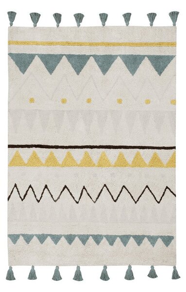 Covor pentru copii crem lavabil/țesut manual din bumbac 120x160 cm Azteca Vintage Blue – Lorena Canals