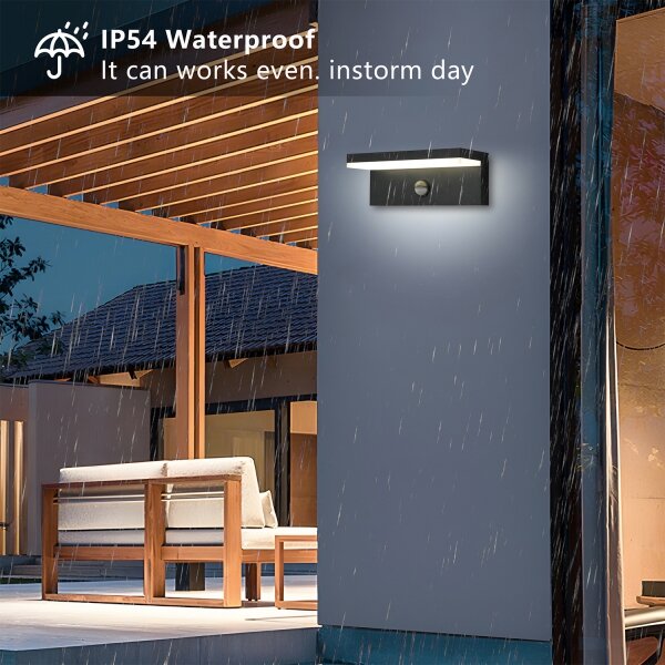 Brilagi-LED Aplica de exterior cu senzor TESSI LED/10W/230V neagră IP54