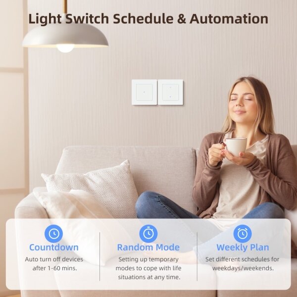 Immax NEO 07538L - Întrerupător inteligent cu 1 buton, 230 V, Wi-Fi Tuya