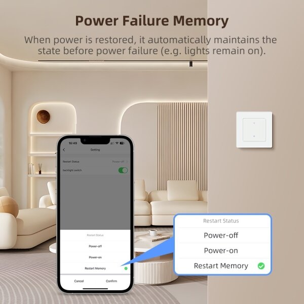 Immax NEO 07538L - Întrerupător inteligent cu 1 buton, 230 V, Wi-Fi Tuya