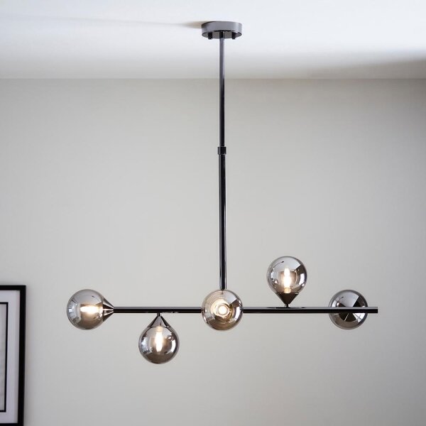 Endon 101348 - Lustră pe tijă OTIS 5xG9/3W/230V, crom negru / negru fumuriu